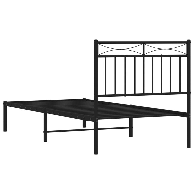 Metal Bed Frame with Headboard Black 92x187 cm Single Size