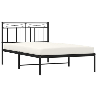 Metal Bed Frame without Mattress with Headboard Black 107x203 cm King Single