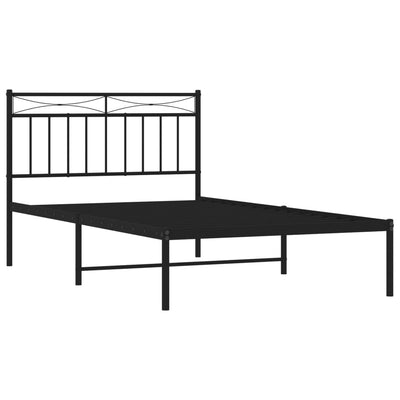 Metal Bed Frame without Mattress with Headboard Black 107x203 cm King Single