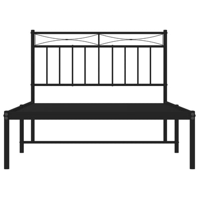 Metal Bed Frame without Mattress with Headboard Black 107x203 cm King Single