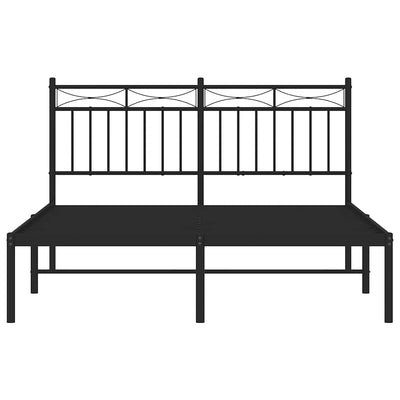 Metal Bed Frame without Mattress with Headboard Black 135x190 cm