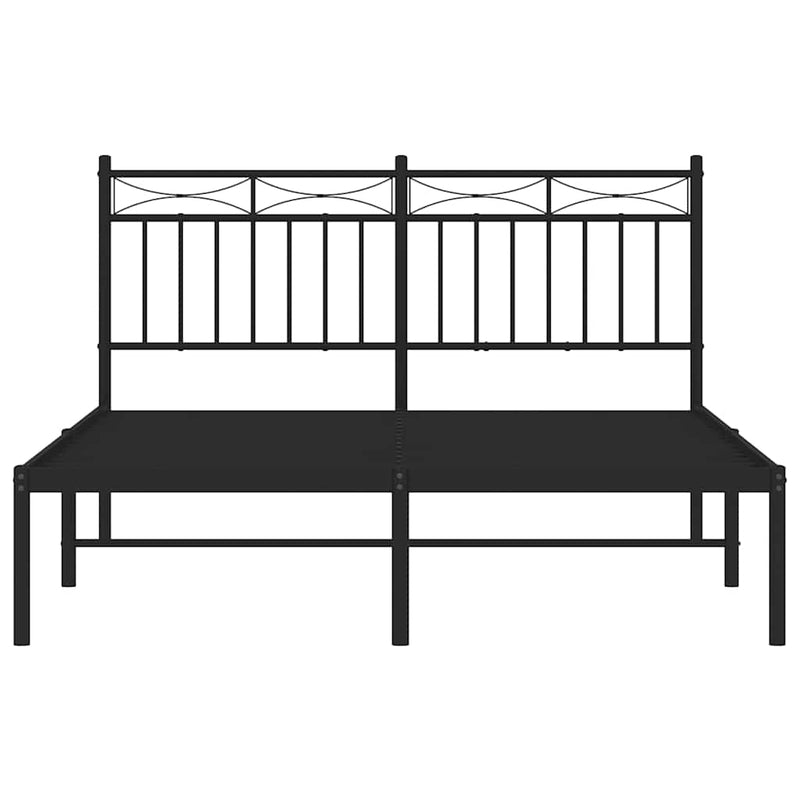 Metal Bed Frame without Mattress with Headboard Black 135x190 cm