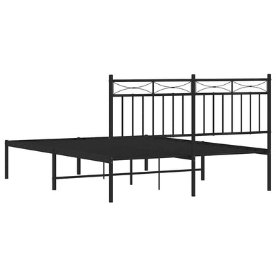 Metal Bed Frame without Mattress with Headboard Black 135x190 cm