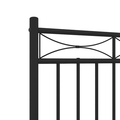 Metal Bed Frame without Mattress with Headboard Black 135x190 cm