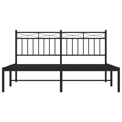 Metal Bed Frame without Mattress with Headboard Black 150x200 cm