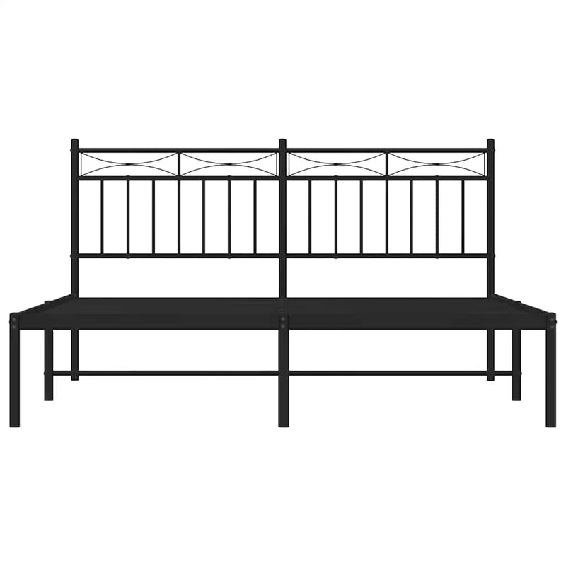 Metal Bed Frame without Mattress with Headboard Black 150x200 cm