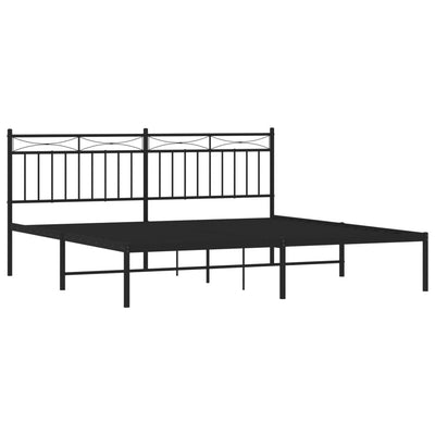 Metal Bed Frame without Mattress with Headboard Black 183x203 cm King