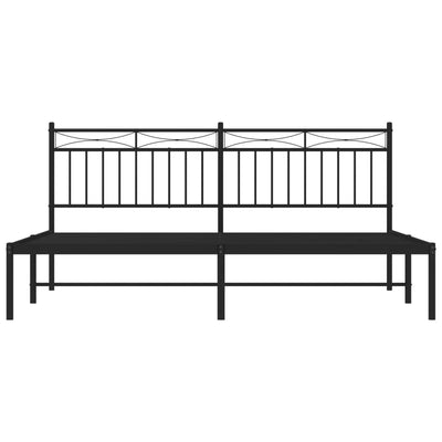 Metal Bed Frame without Mattress with Headboard Black 183x203 cm King