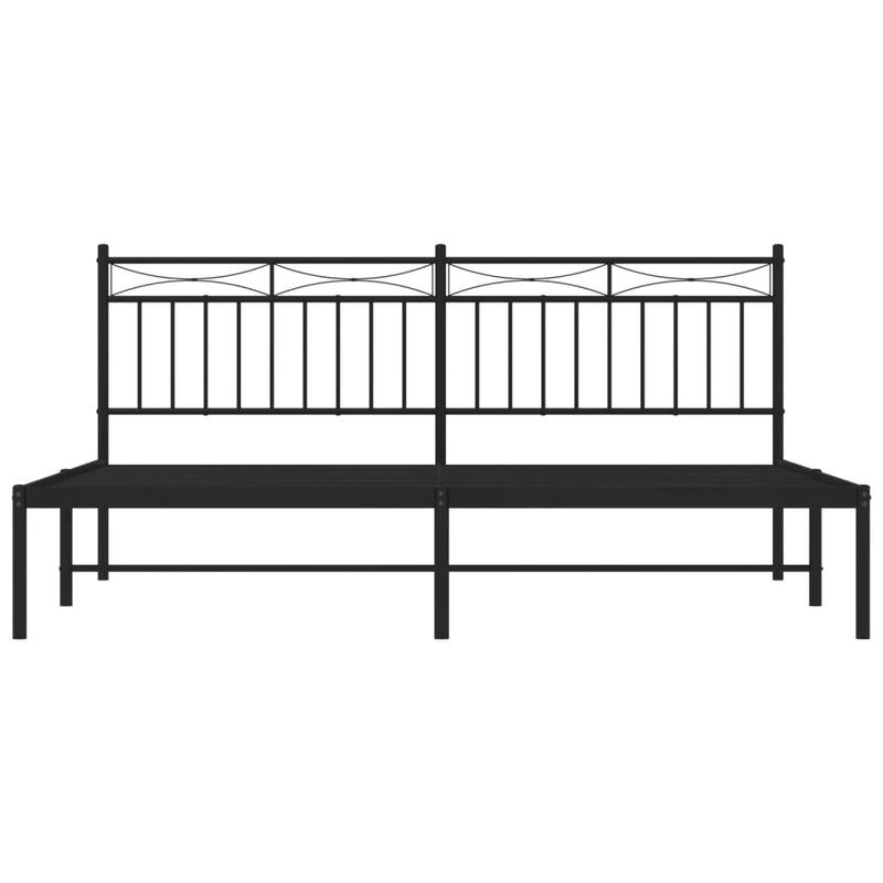 Metal Bed Frame without Mattress with Headboard Black 183x203 cm King