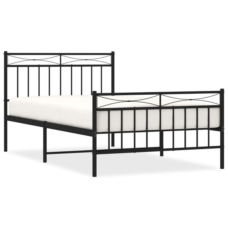 Metal Bed Frame without Mattress with Footboard Black 107x203 cm King Single