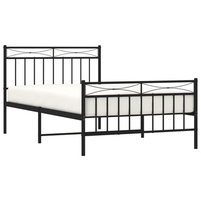 Metal Bed Frame without Mattress with Footboard Black 107x203 cm King Single