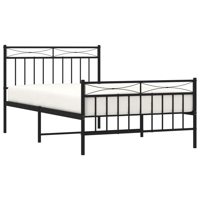 Metal Bed Frame without Mattress with Footboard Black 107x203 cm King Single