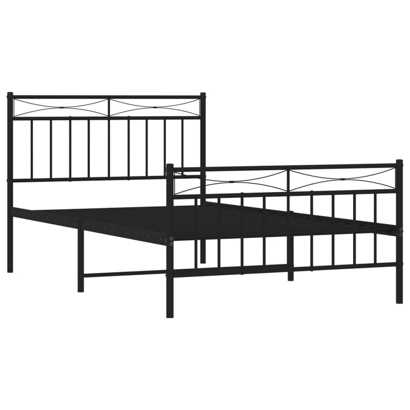 Metal Bed Frame without Mattress with Footboard Black 107x203 cm King Single