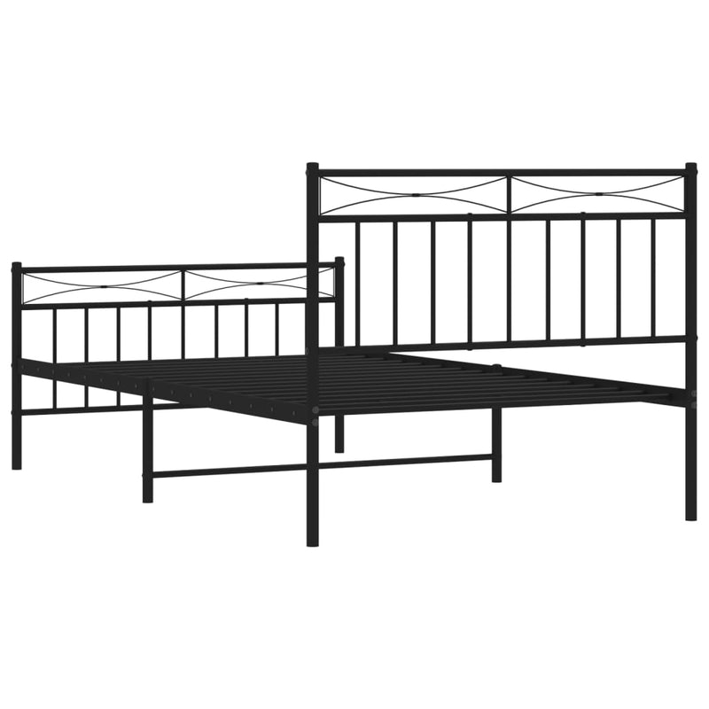 Metal Bed Frame without Mattress with Footboard Black 107x203 cm King Single