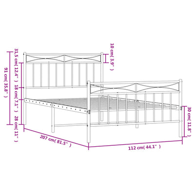 Metal Bed Frame without Mattress with Footboard Black 107x203 cm King Single