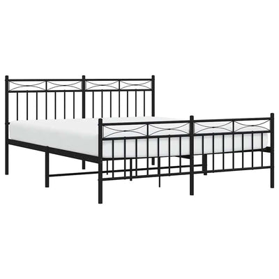 Metal Bed Frame without Mattress with Footboard Black 150x200 cm