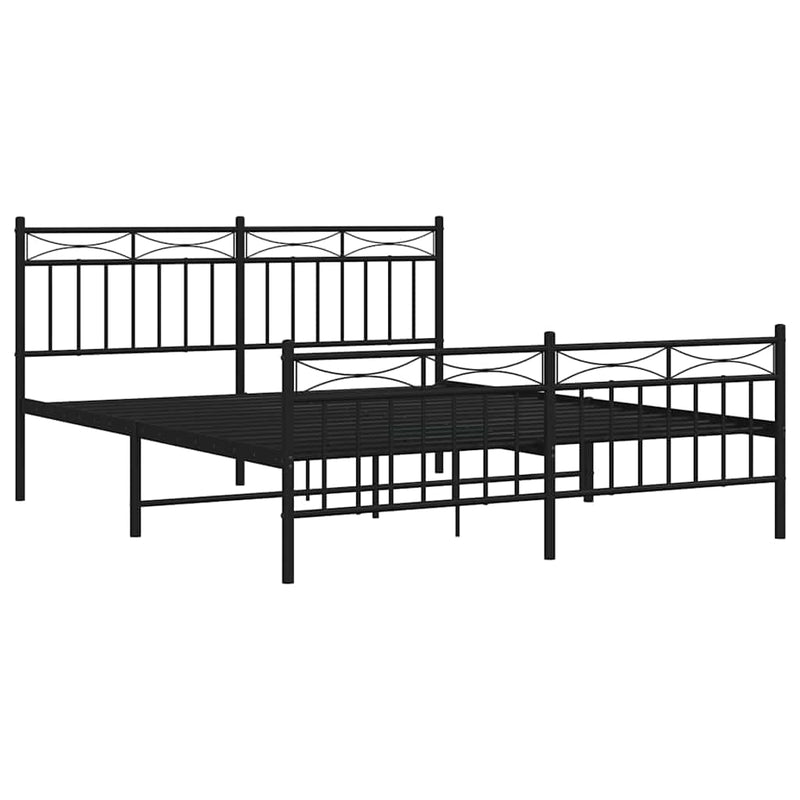 Metal Bed Frame without Mattress with Footboard Black 150x200 cm