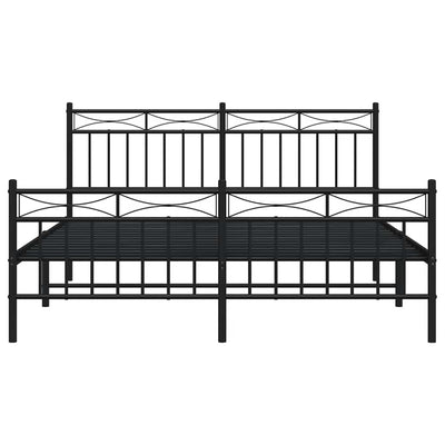 Metal Bed Frame without Mattress with Footboard Black 150x200 cm