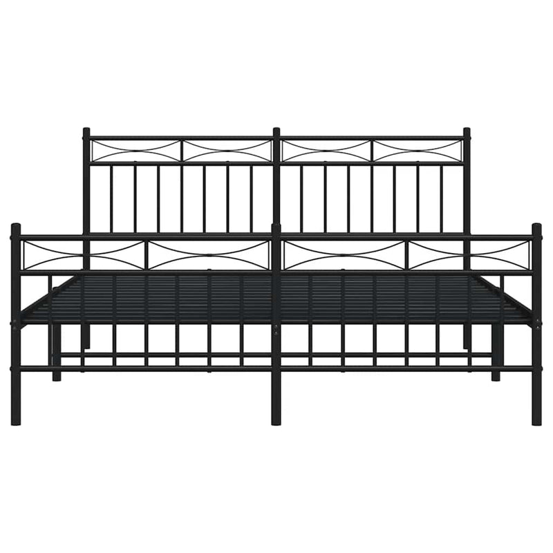 Metal Bed Frame without Mattress with Footboard Black 150x200 cm