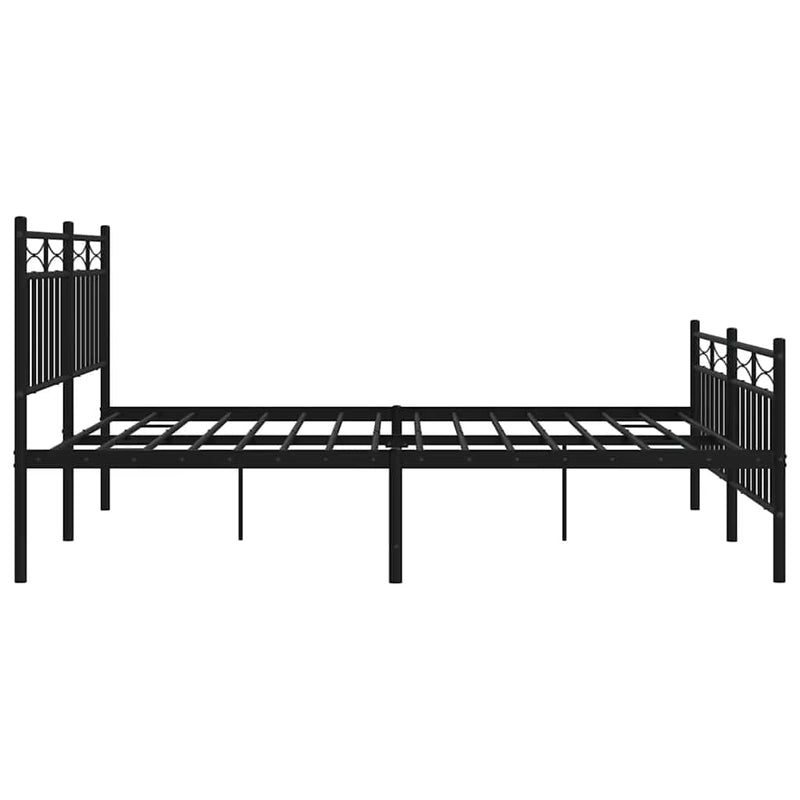 Metal Bed Frame without Mattress with Footboard Black 150x200 cm