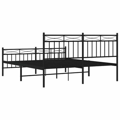 Metal Bed Frame without Mattress with Footboard Black 150x200 cm