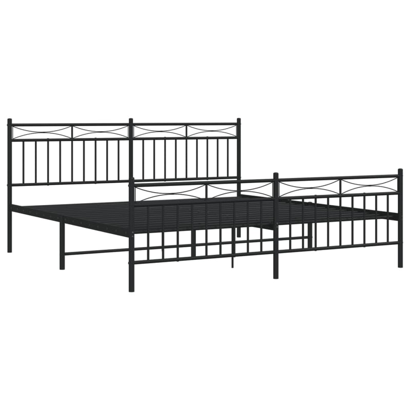 Metal Bed Frame without Mattress with Footboard Black 183x203 cm King