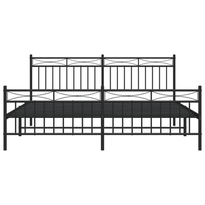 Metal Bed Frame without Mattress with Footboard Black 183x203 cm King