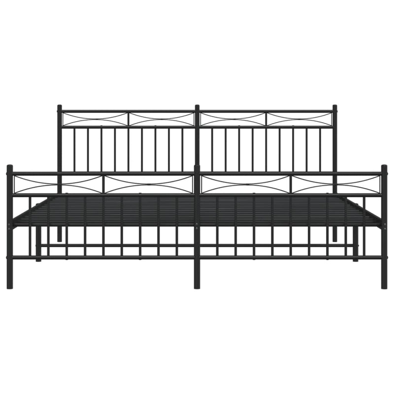 Metal Bed Frame without Mattress with Footboard Black 183x203 cm King