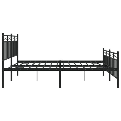 Metal Bed Frame without Mattress with Footboard Black 183x203 cm King