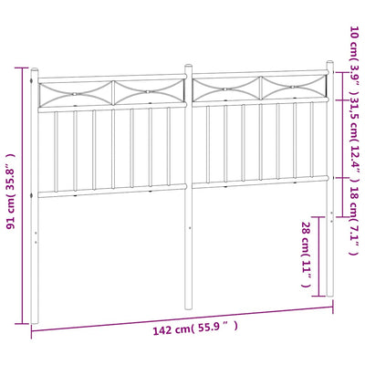 Metal Headboard Black 137 cm Double