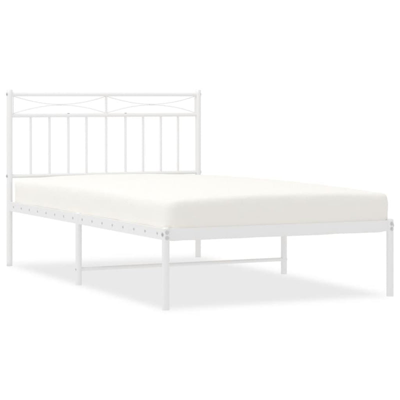 Metal Bed Frame without Mattress with Headboard White 107x203 cm King Single