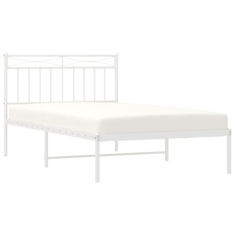 Metal Bed Frame without Mattress with Headboard White 107x203 cm King Single