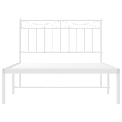 Metal Bed Frame without Mattress with Headboard White 107x203 cm King Single