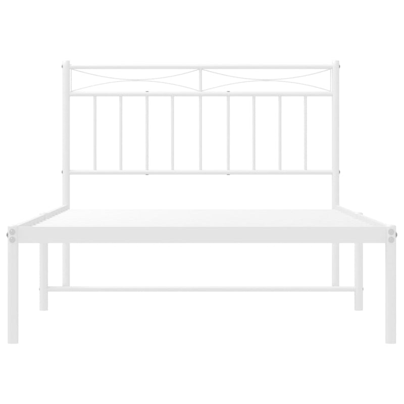 Metal Bed Frame without Mattress with Headboard White 107x203 cm King Single