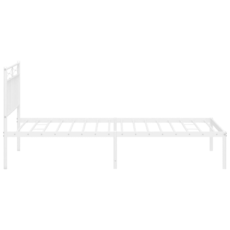 Metal Bed Frame without Mattress with Headboard White 107x203 cm King Single