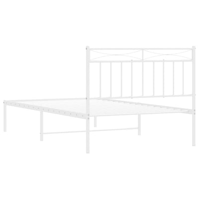 Metal Bed Frame without Mattress with Headboard White 107x203 cm King Single