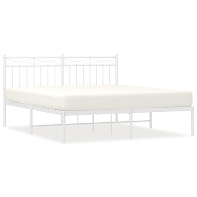 Metal Bed Frame without Mattress with Headboard White 150x200 cm