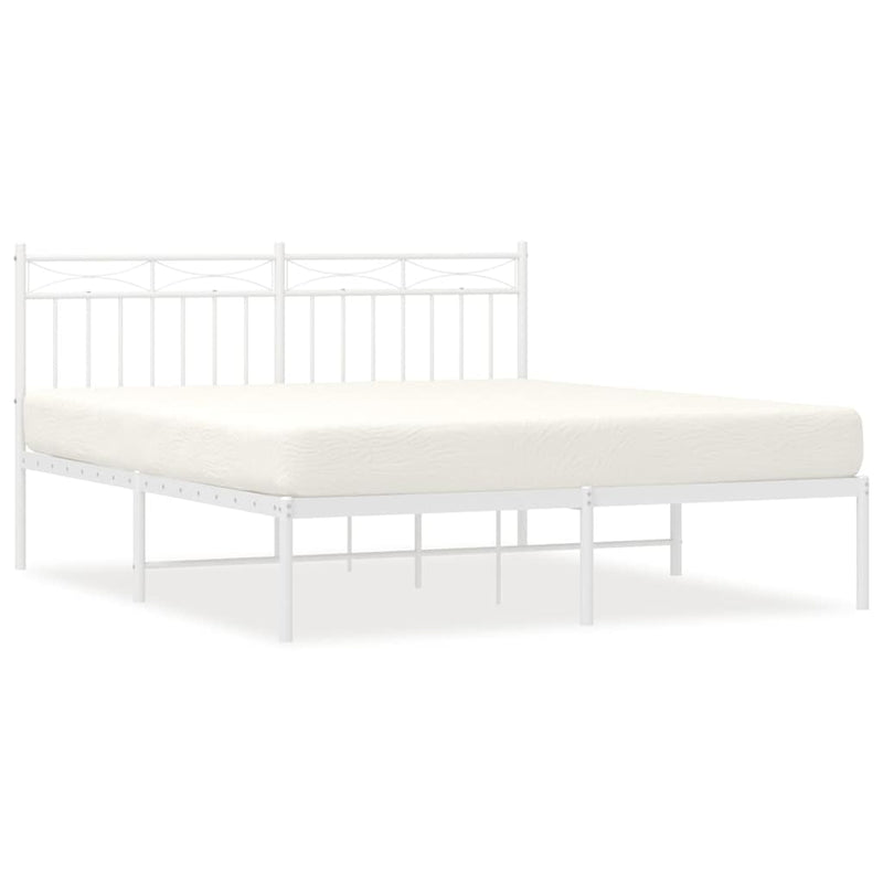 Metal Bed Frame without Mattress with Headboard White 150x200 cm