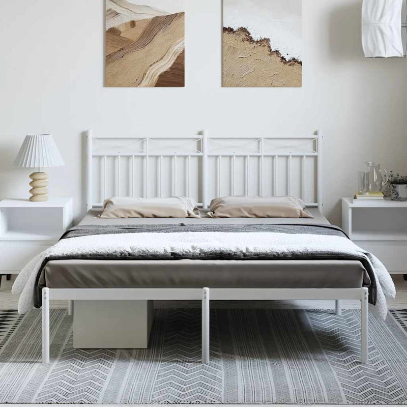 Metal Bed Frame without Mattress with Headboard White 150x200 cm