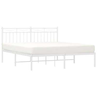 Metal Bed Frame without Mattress with Headboard White 150x200 cm