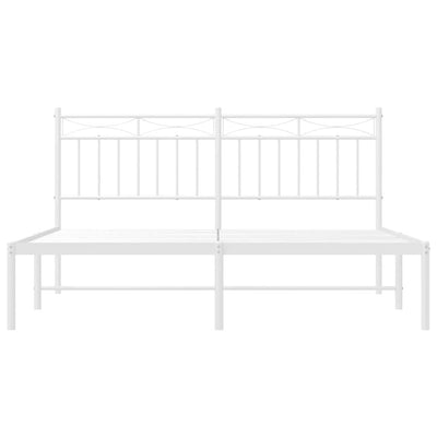 Metal Bed Frame without Mattress with Headboard White 150x200 cm