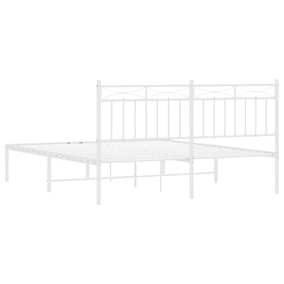 Metal Bed Frame without Mattress with Headboard White 150x200 cm