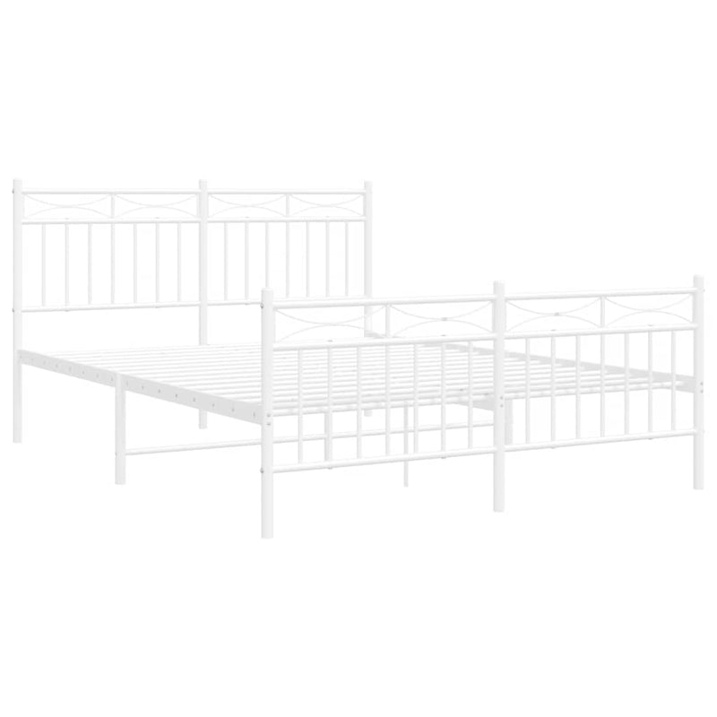 Metal Bed Frame without Mattress with Footboard White 135x190 cm