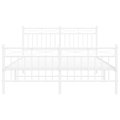 Metal Bed Frame without Mattress with Footboard White 135x190 cm