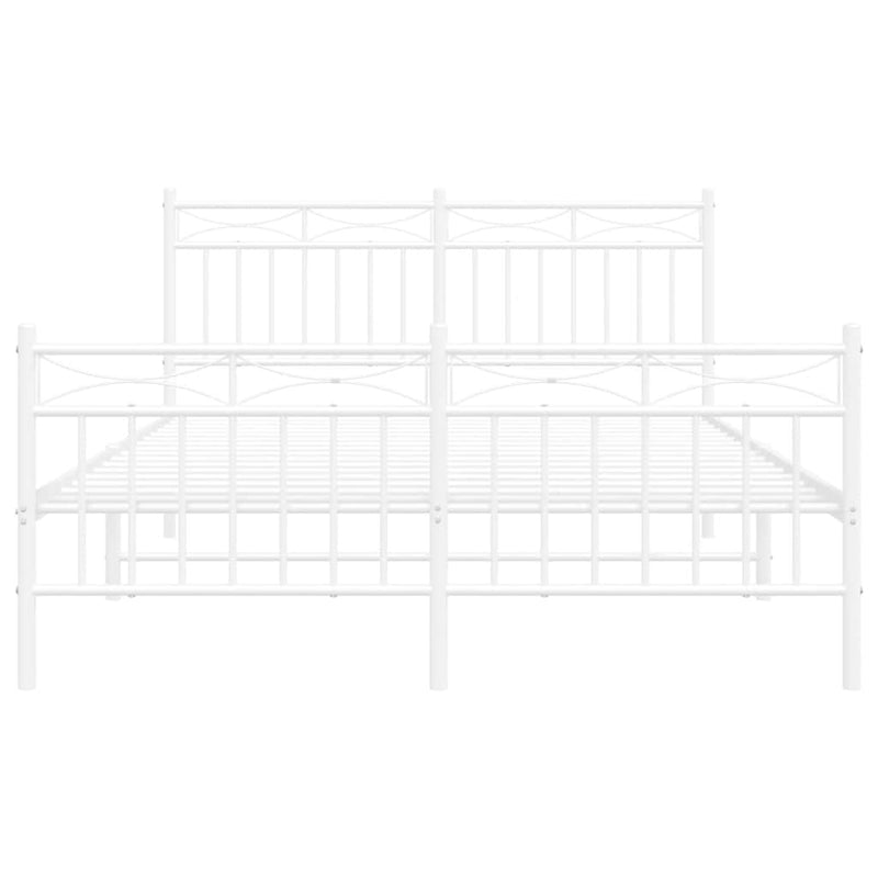 Metal Bed Frame without Mattress with Footboard White 135x190 cm