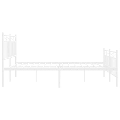 Metal Bed Frame without Mattress with Footboard White 135x190 cm