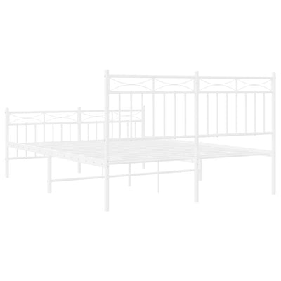 Metal Bed Frame without Mattress with Footboard White 135x190 cm