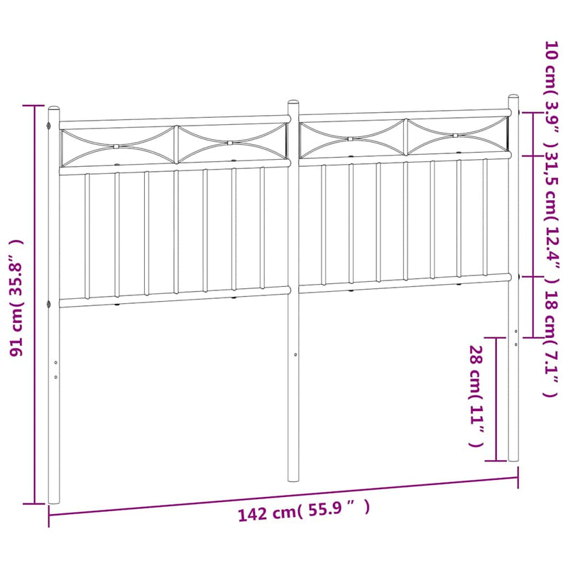 Metal Headboard White 137 cm Double