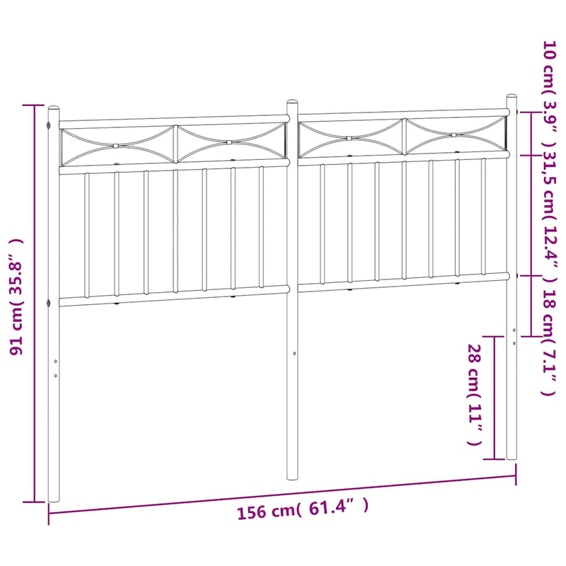 Metal Headboard White 152 cm Queen