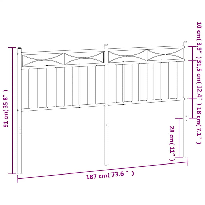 Metal Headboard White 183 cm King